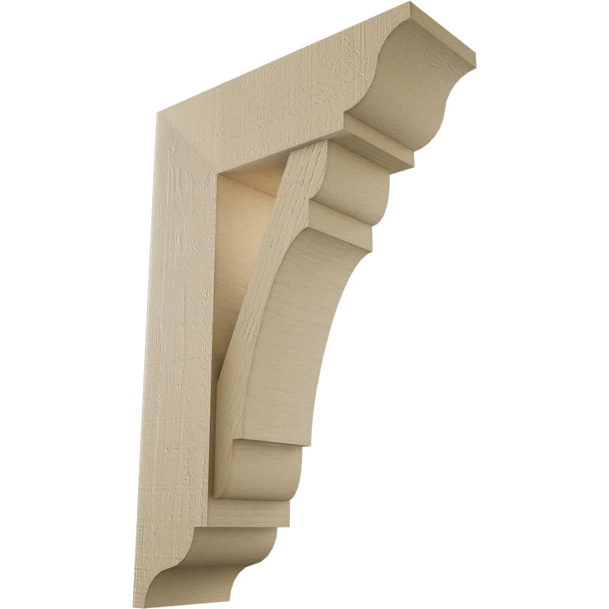 Timberthane Faux Wood Bracket W/ Offset Brace, Olympic Style, Traditional Ends, 7 1/2"w X 22"d X 34"h, Primed Tan