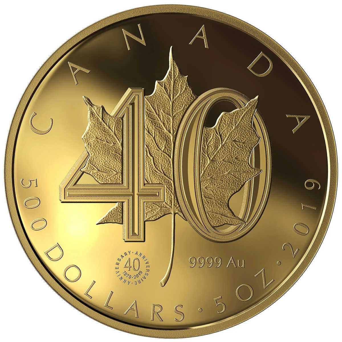 2019 $500 40th Anniversary Of The Gold Maple Leaf - Pure Gold Coin