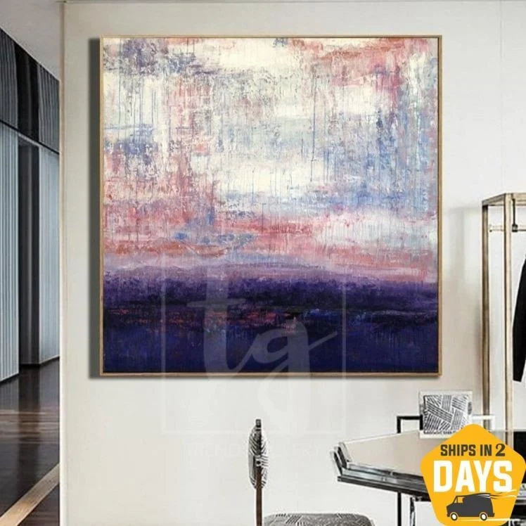The Blue Of The Sea 48"x48" - Stretched + Gold Frame