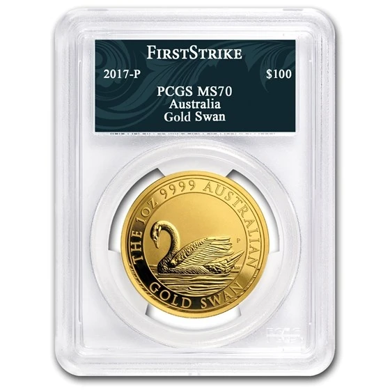 2017 Australia 1 Oz Gold Swan Ms-70 Pcgs (fs, Swan Label)