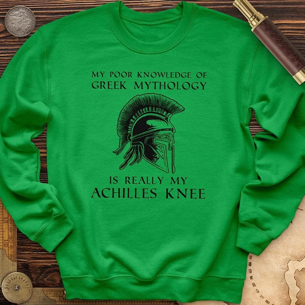 Greek Mythology Achilles Knee Crewneck - Irish Green
