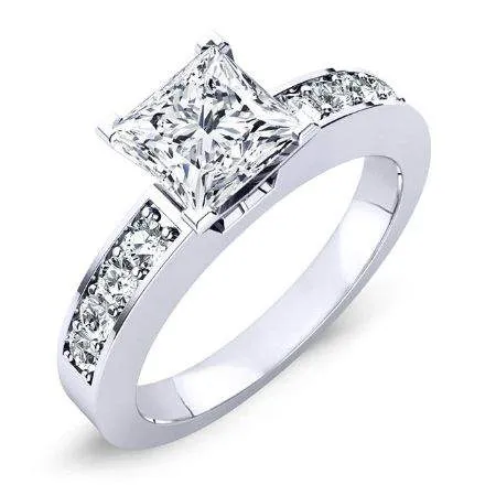Eliza - Princess Lab Diamond Engagement Ring (igi Certified) - 10k White Gold/4.00 Ct Center - 4.5 Ct Total Weight/clarity Vvs2 | Color E