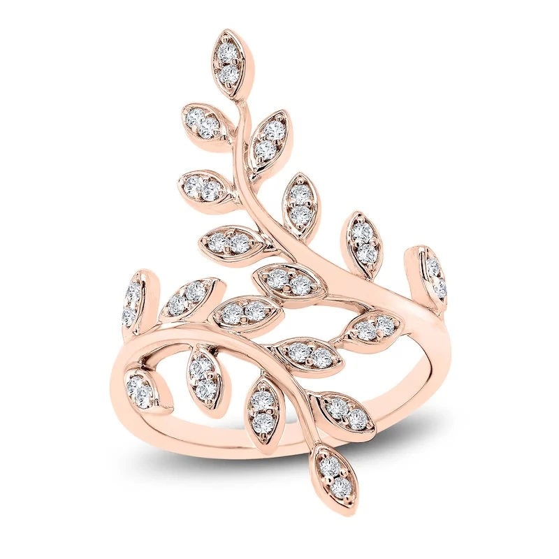 Diamond Flower Ring 1/3 Ct Tw Round 14k Rose Gold