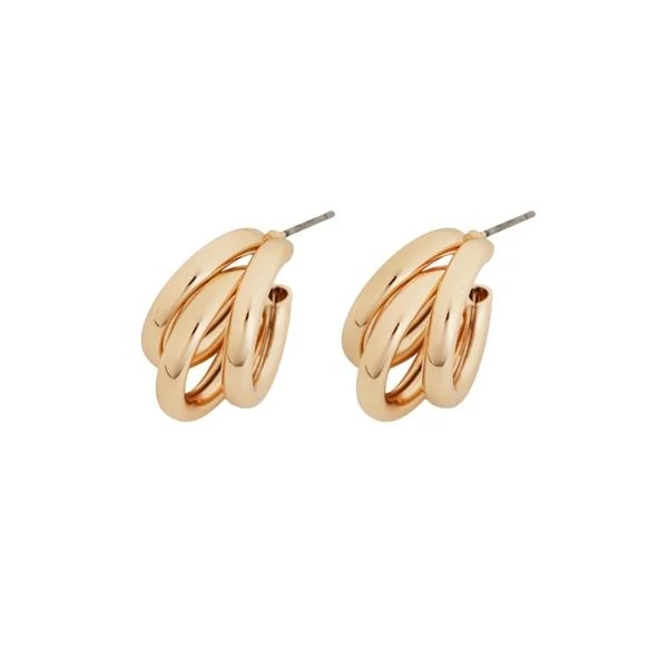 0.75 In Ear Metal Triple Hoop Gold Gold