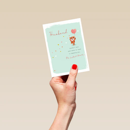 Personalised Cute Balloon Love Heart Card For Husband - Standard