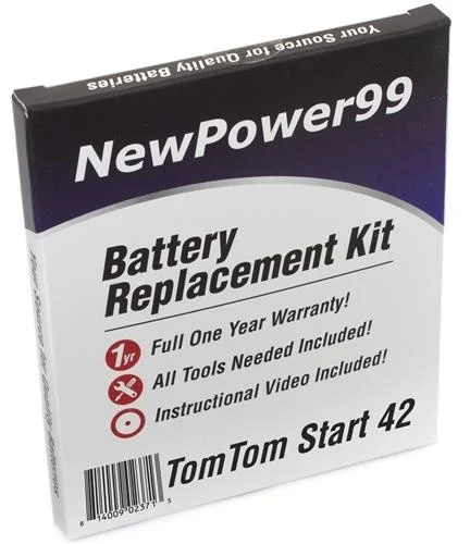 Tomtom Start 42 Battery Replacement Kit With Tools, Video Instructions And Extended Life Battery