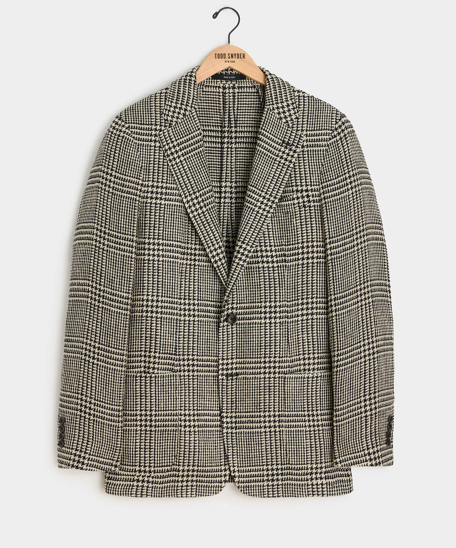 Italian Linen-silk Sport Coat In Cream Glen Plaid