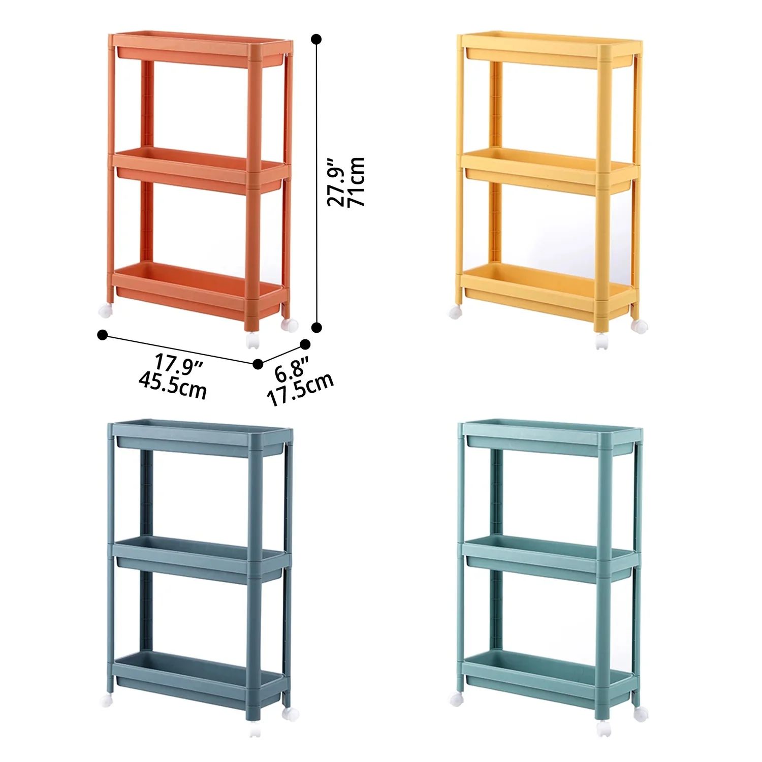 [limited] Multipurpose Storage Rack With Wheels - 6.8"d X 17.9"w X 27.9"h/lakeblue