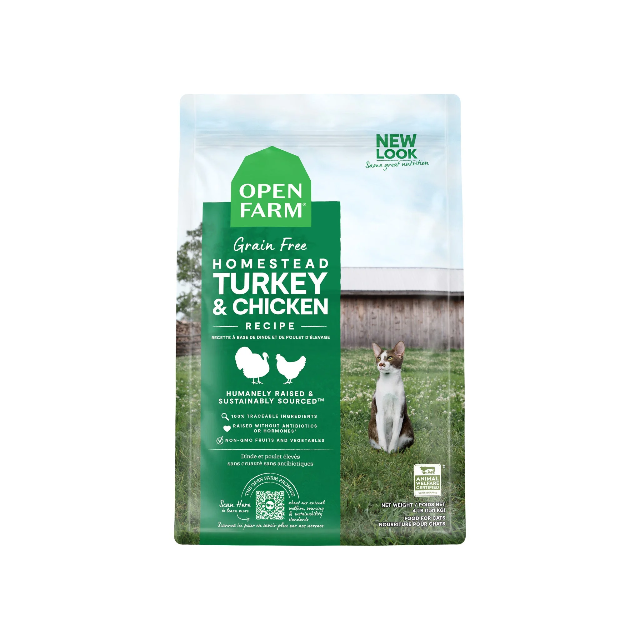 Open Farm Grain Free Dry Cat Food - Turkey & Chicken/4 Lb