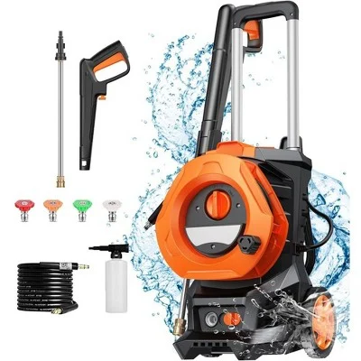 Sugift 3300 Psi Electric Pressure Washer With 4 Nozzles, Orange