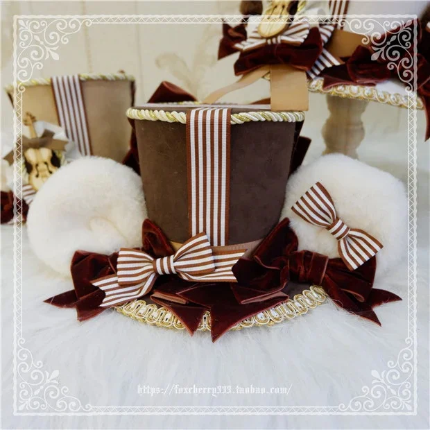 Fox Cherry-super Cute Lolita Bear Ears Top Hat Multicolors - Brown