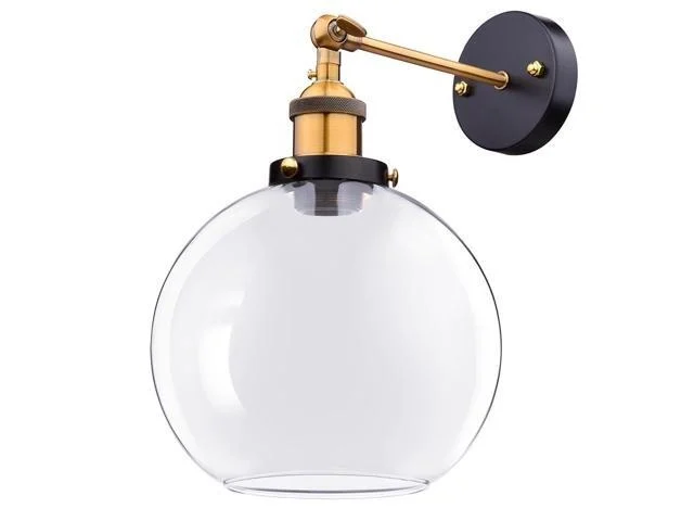Vintage Industrial 7.9" Bell Shape Glass Light Wall Sconce Edison Lamp Transparent