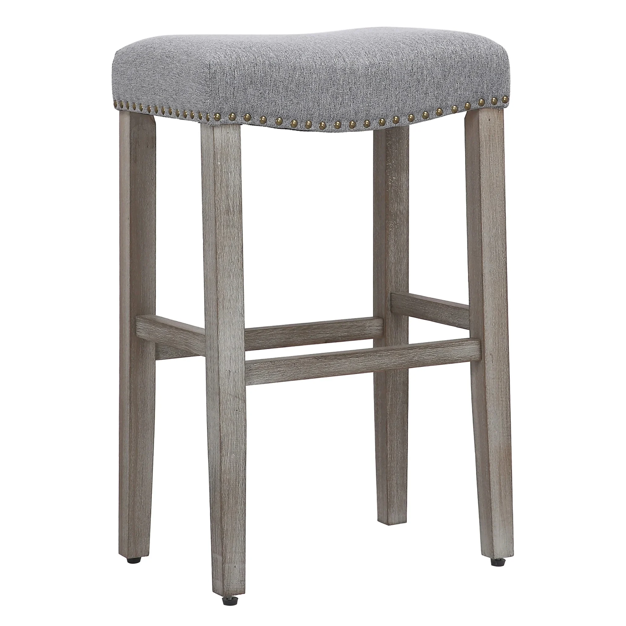 Jameson 29" Inch Upholstered Backless Saddle Seat Bar Stool Antique Gray - Gray