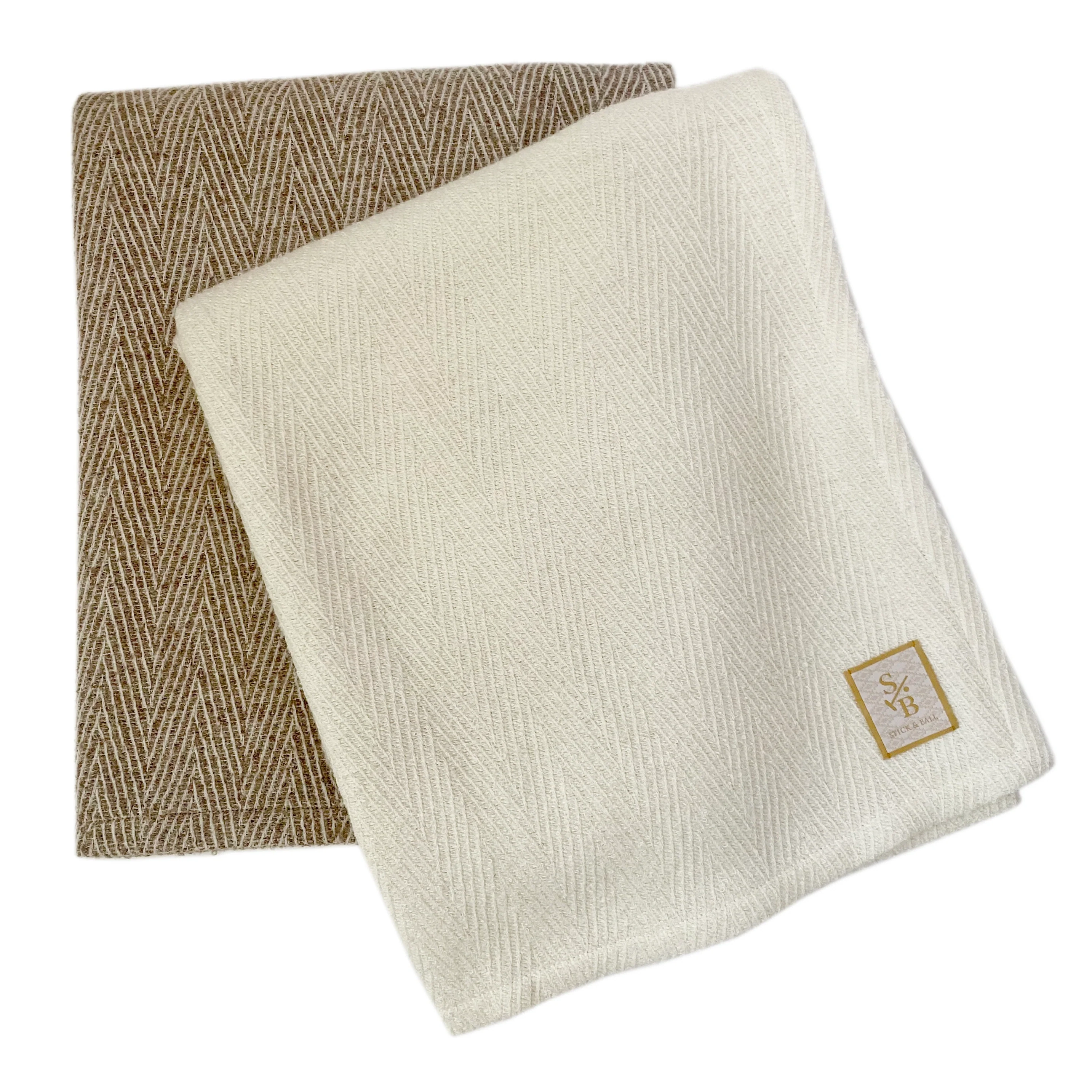 Chevron Throw - Taupe & White
