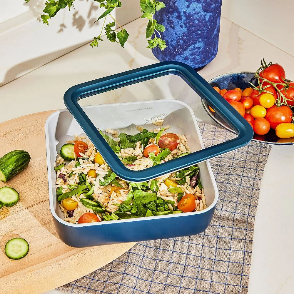 Caraway 10-cup Square Glass Food Container W/ Lid