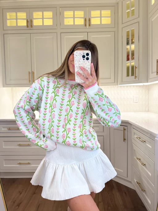 Lavena Floral Sweater - Pink / Green