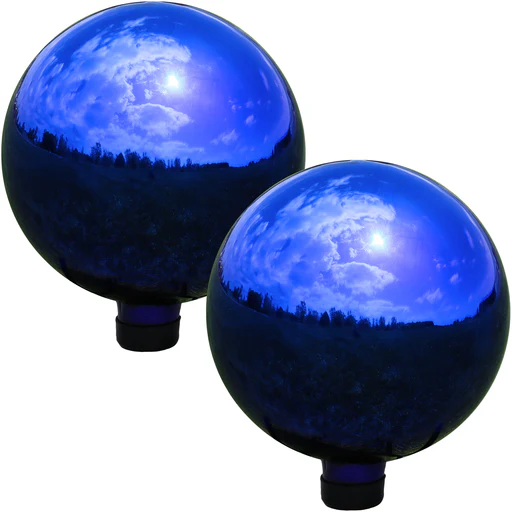 Sunnydaze Mirrored Glass Gazing Globe - 10" - Blue Finish/2