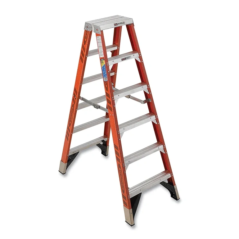 Werner 6' Fiberglass Twin Step Ladder, 375 Lbs. Capacity (t7404)