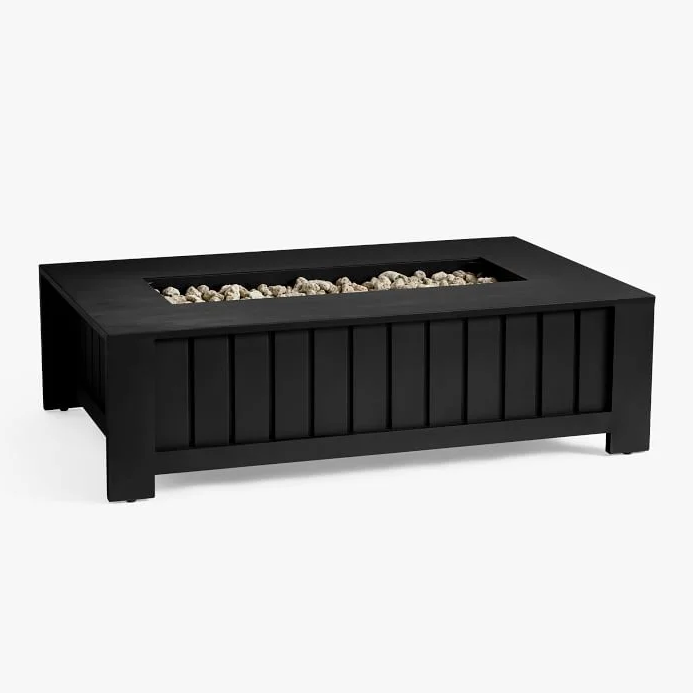 Malibu Metal Rectangular Fire Pit Table With Lid Cover (50")