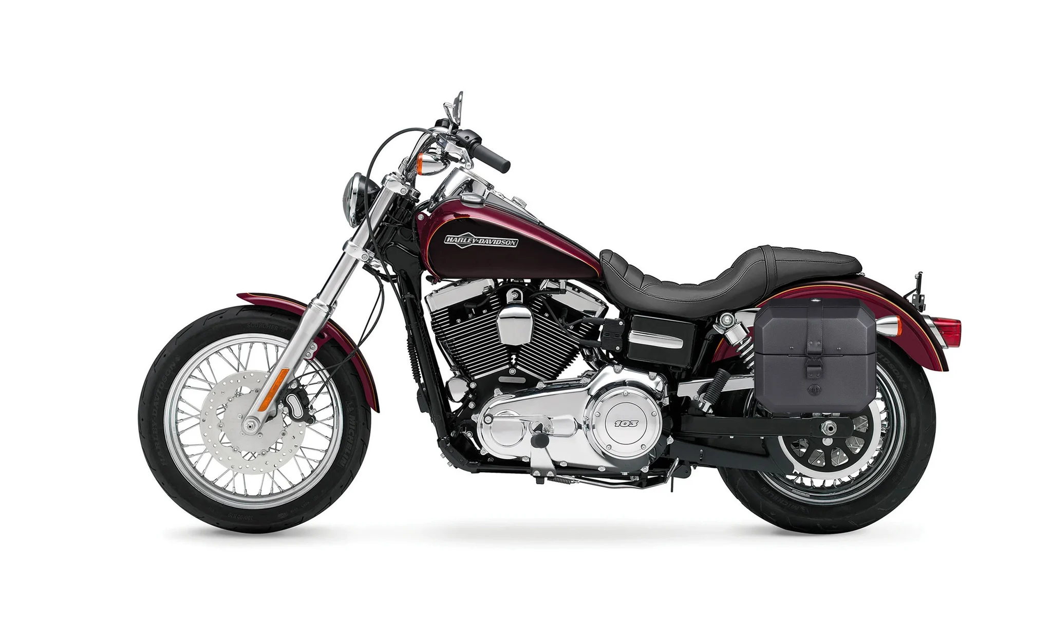 20l - Outlaw Quick-mount Small Harley Dyna Super Glide Fxd Leather Wrapped Hard Saddlebags