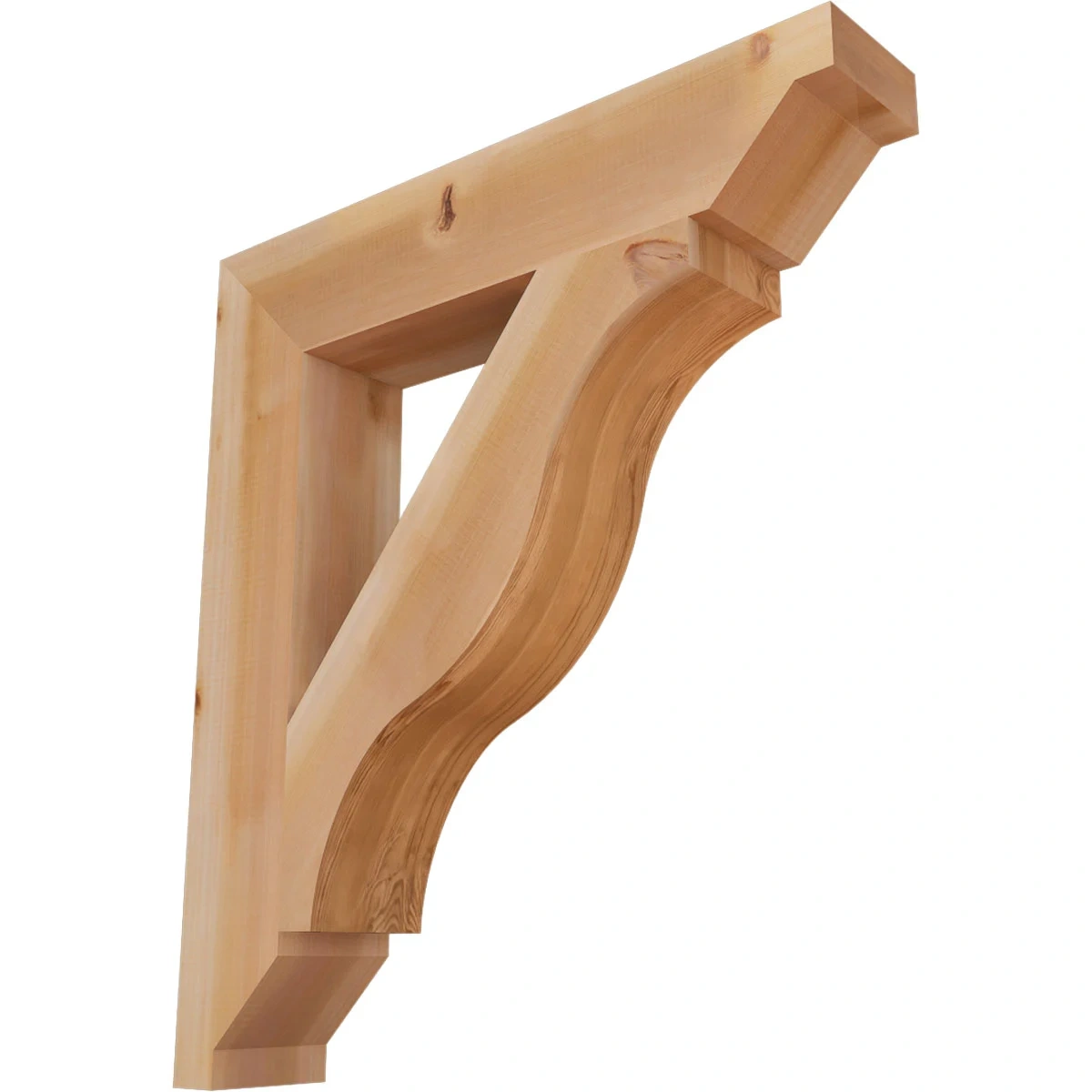 Rustic Wood Bracket, Funston Style, Step Ends, 5 1/2"w X 32"d X 36"h, Smooth Western Red Cedar