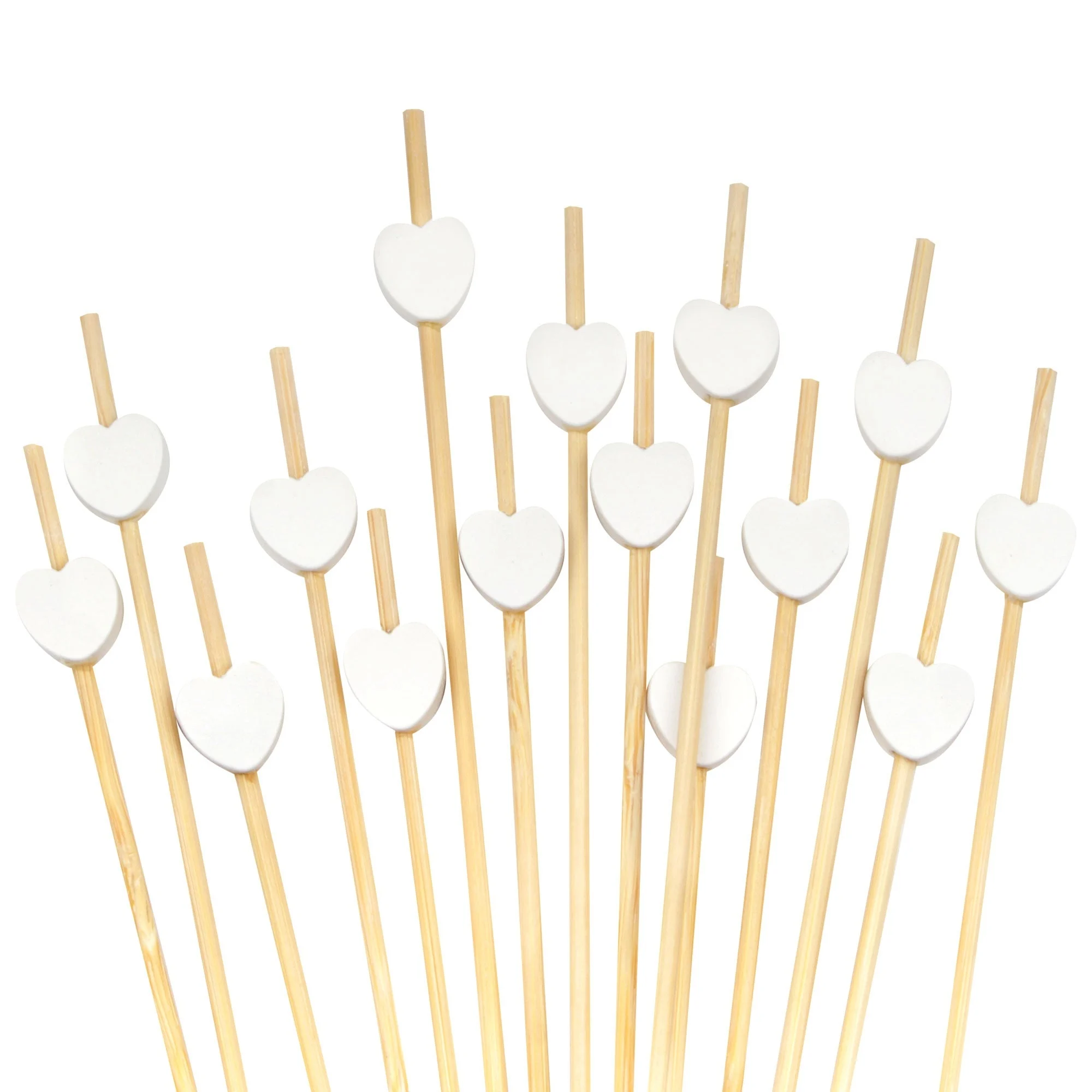 Heart Bamboo Food Picks - White/4.7"/10,000 Units