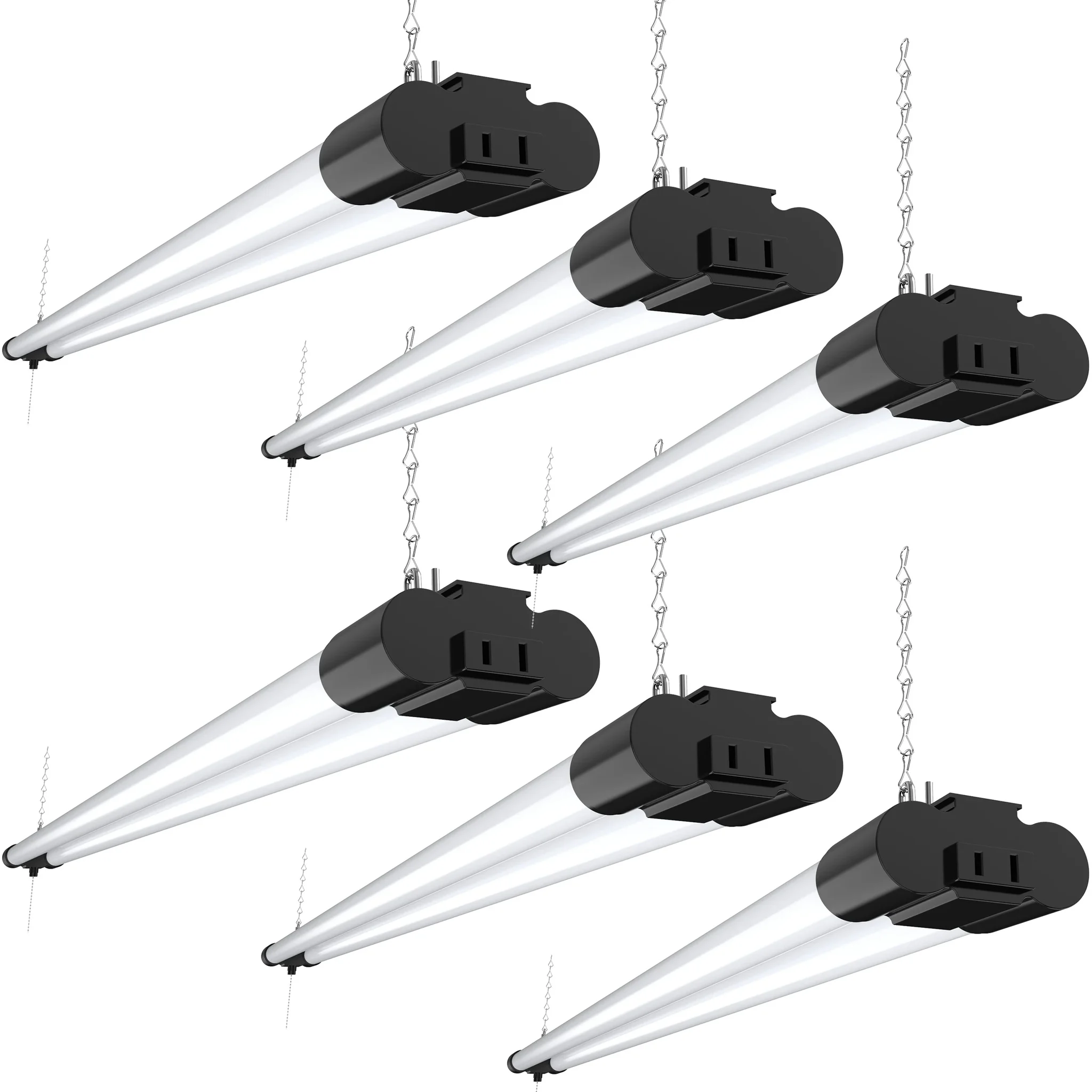 Led Shop Light, 4ft, Utility, Black, Frosted, Plug & Play, 4500 Lumens - 6000k/6-pack