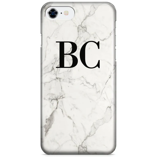Personalised White Calacatta Marble Initials Iphone 7 Case - Tough Impact Case (extra Protection)
