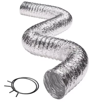Deflecto 4 In. X 8 Ft. Supurr-flex Multilayered Flexible Aluminum Duct With Metal Spring Clamps