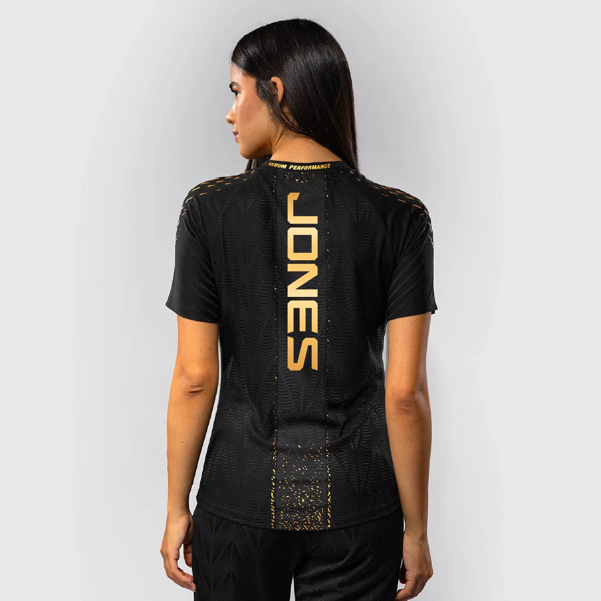 Women's Ufc Zenith By Venum Black/gold Jon Jones Authentic Fight Night Champion Walkout Jersey