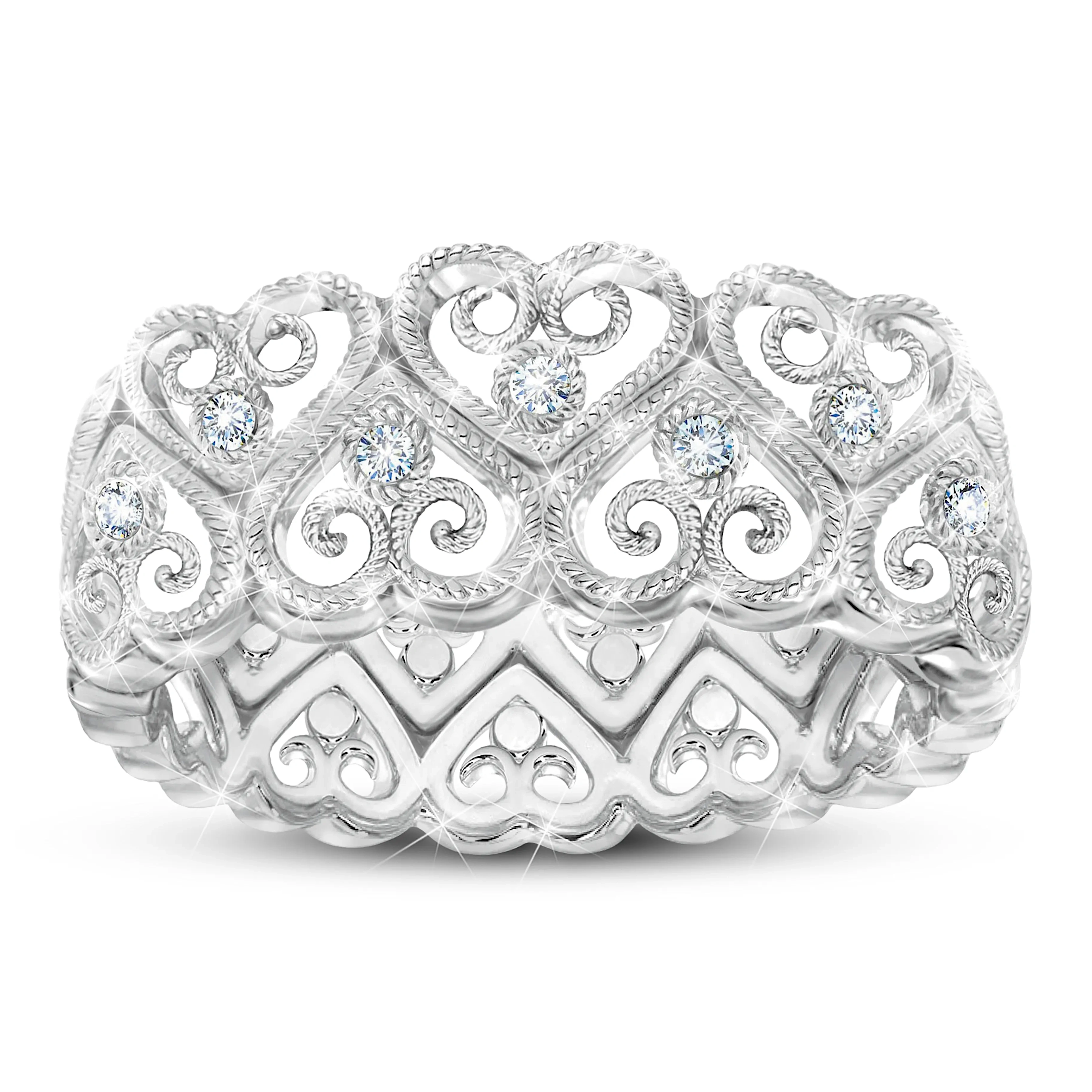 Perfect Fit 2-band Genuine Diamond Stacking Ring Set
