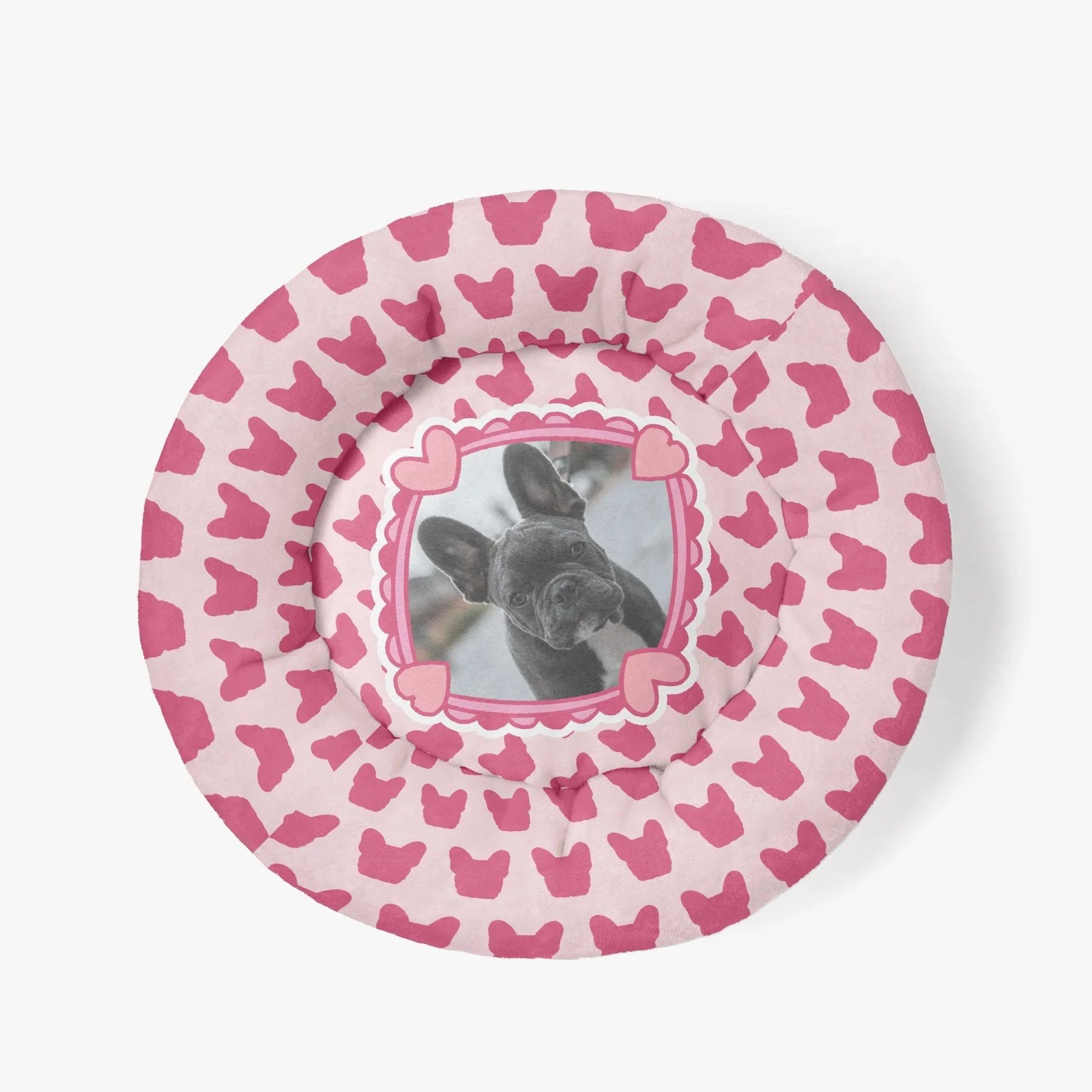 Tank - Custom Cloud-comfort Frenchie Bed | Personalized Anti-anxiety Donut Bed For French Bulldogs - S