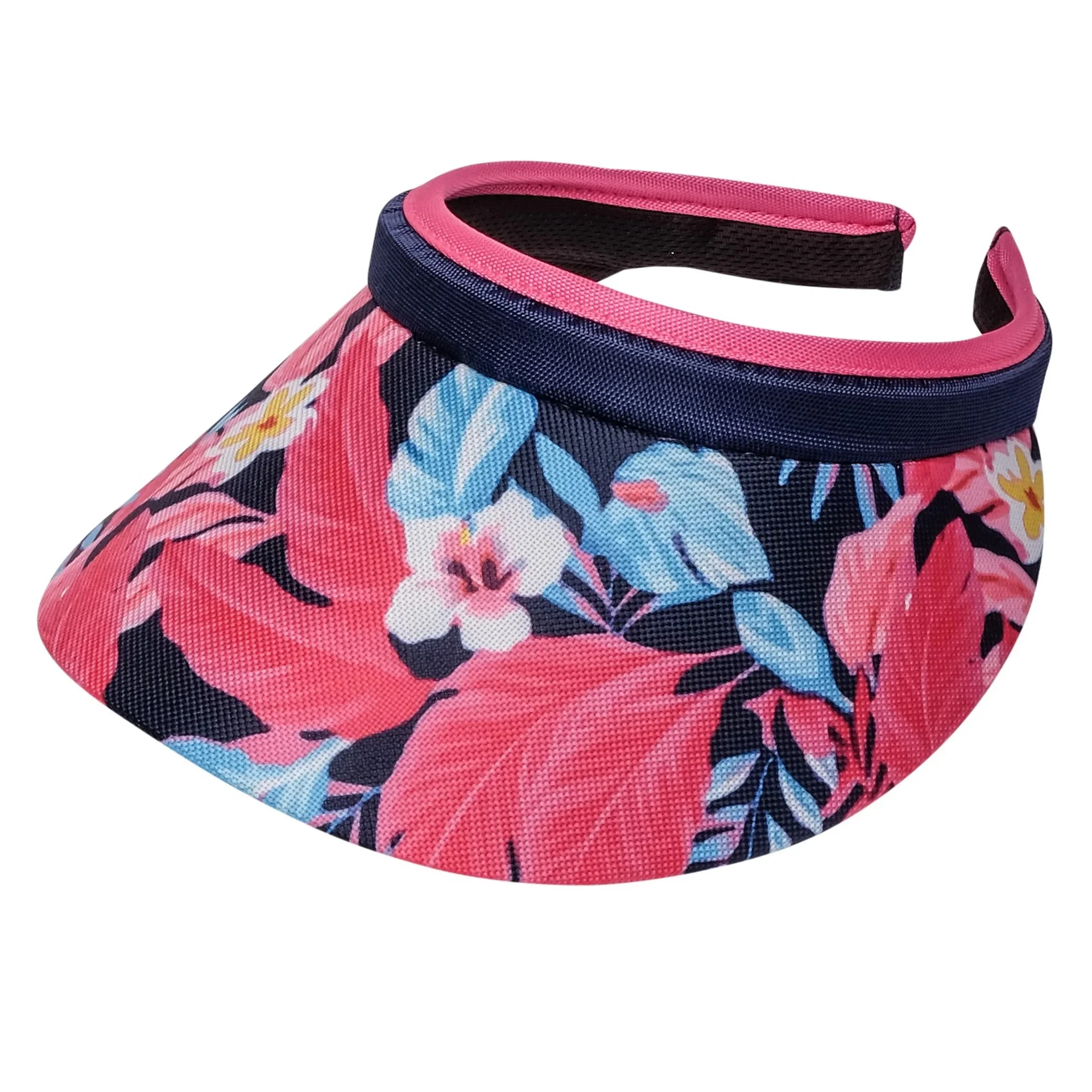 Tropicana Print And Solid Clip On Visors