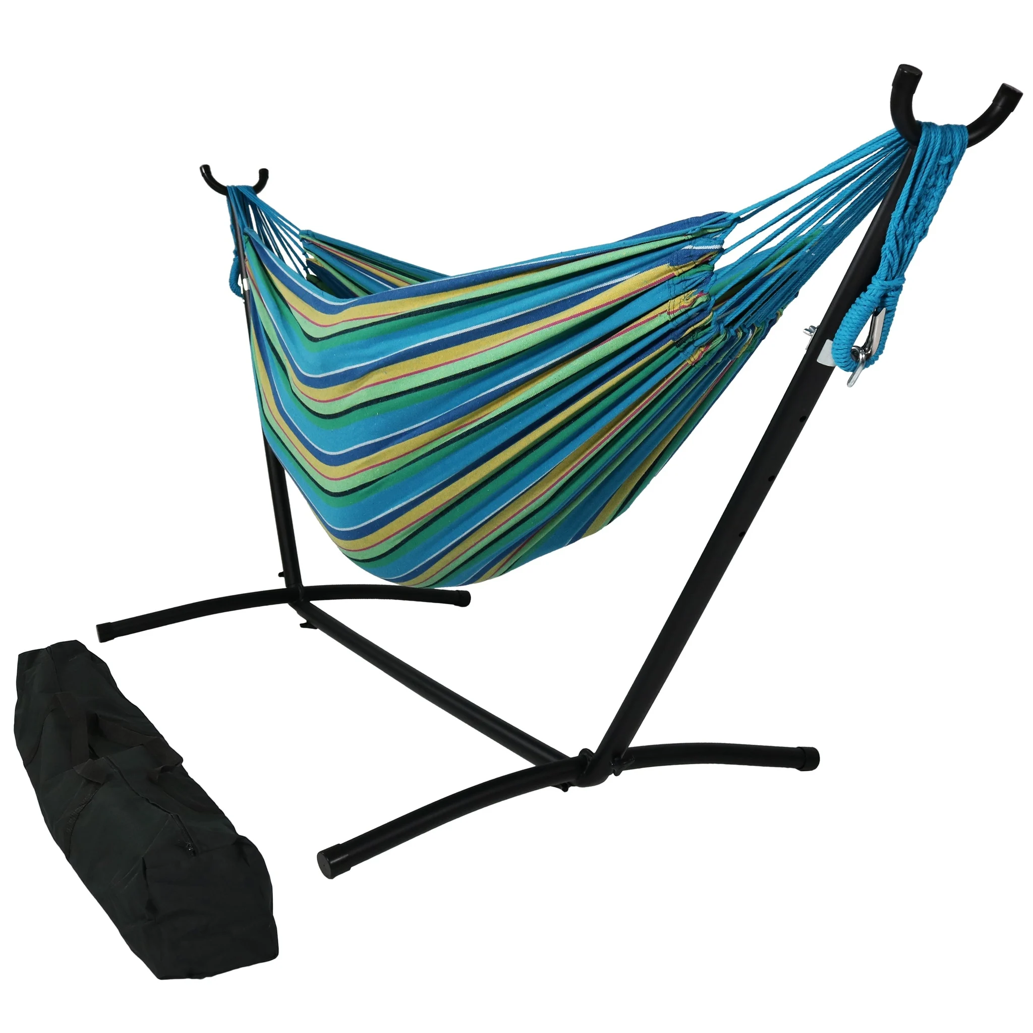 Sunnydaze Brazilian Double Hammock With Stand- 2-person, For Outdoor Use - Sea Grass