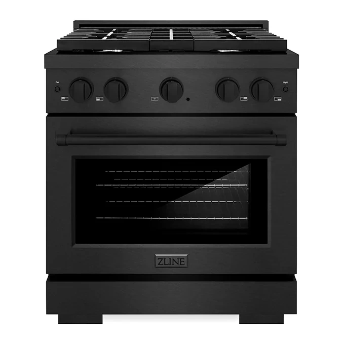 Zline 30 In. 4.2 Cu. Ft. Paramount Gas Range With 4 Burner Cooktop And Convection Gas Oven In Black Satin Stainless Steel (sgrbs-30)