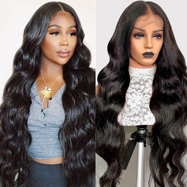13x6 Lace Front Wig Pre Plucked Long Body Wave Human Hair Wigs 38 40 Inch
