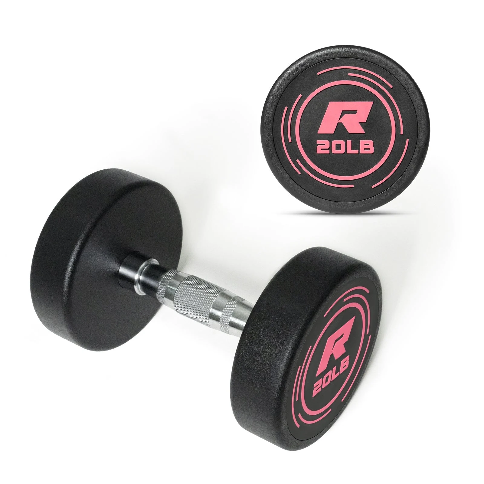 Ritfit Pink Pvc-coated Round Dumbbells In Pairs - 20lb