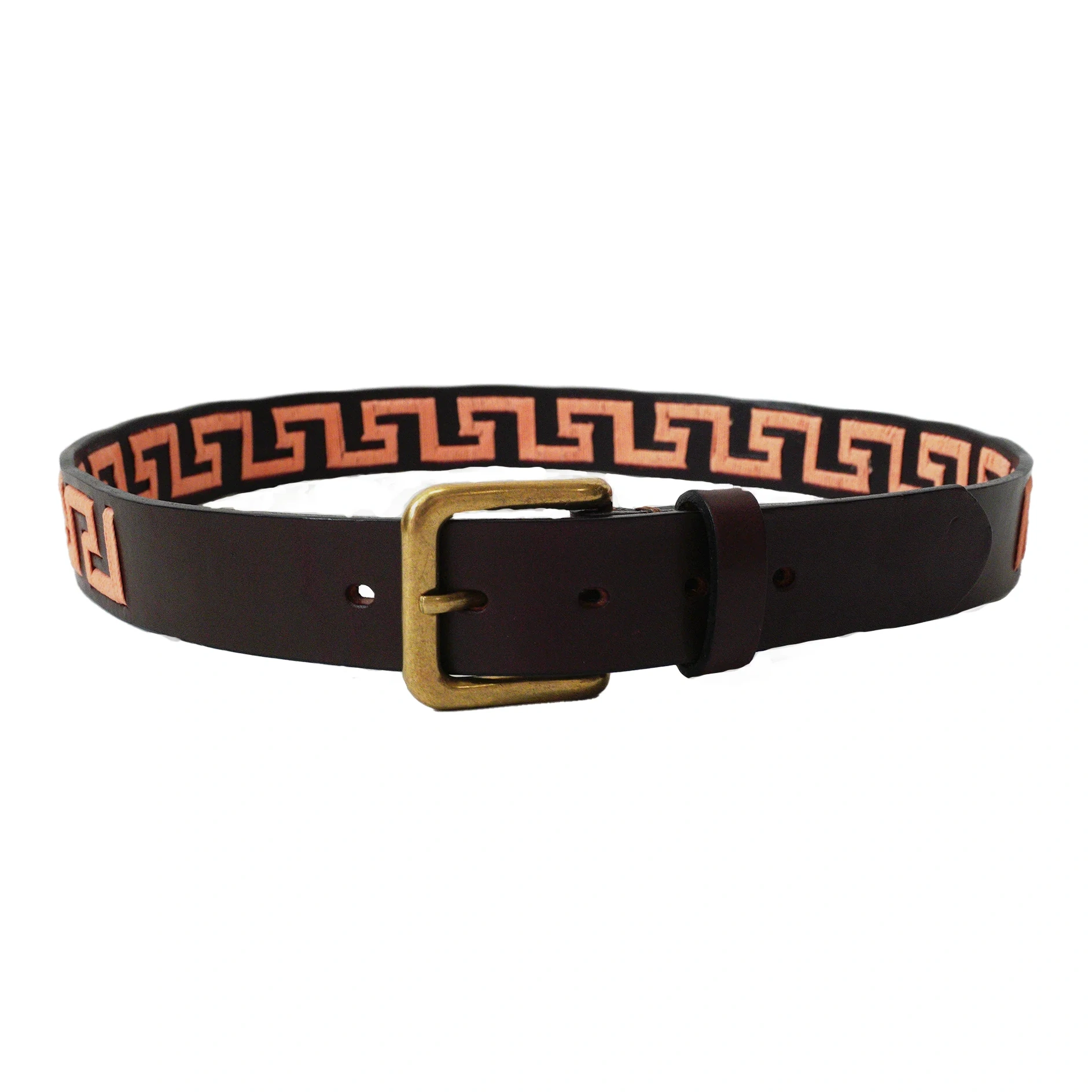 Inca Polo Belt - Dark Brown / Peach