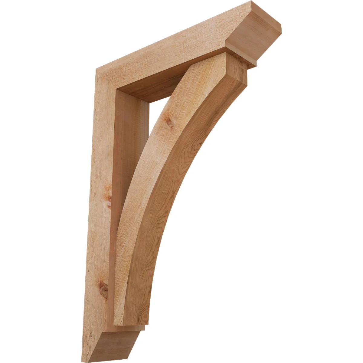 Rustic Wood Bracket W/ Offset Brace, Thorton Style, Coastal Ends, 6"w X 24"d X 36"h, Rough Sawn Western Red Cedar