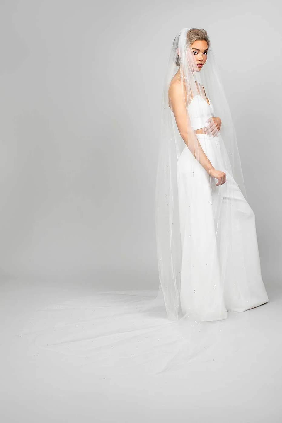 Pixie Crystal Cathedral Veil - Light Blue