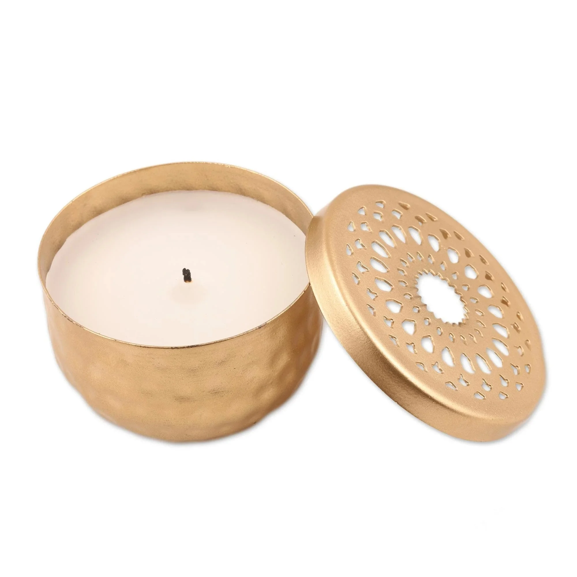 Gold Finish Steel Tealight Candleholder - Dancing Light