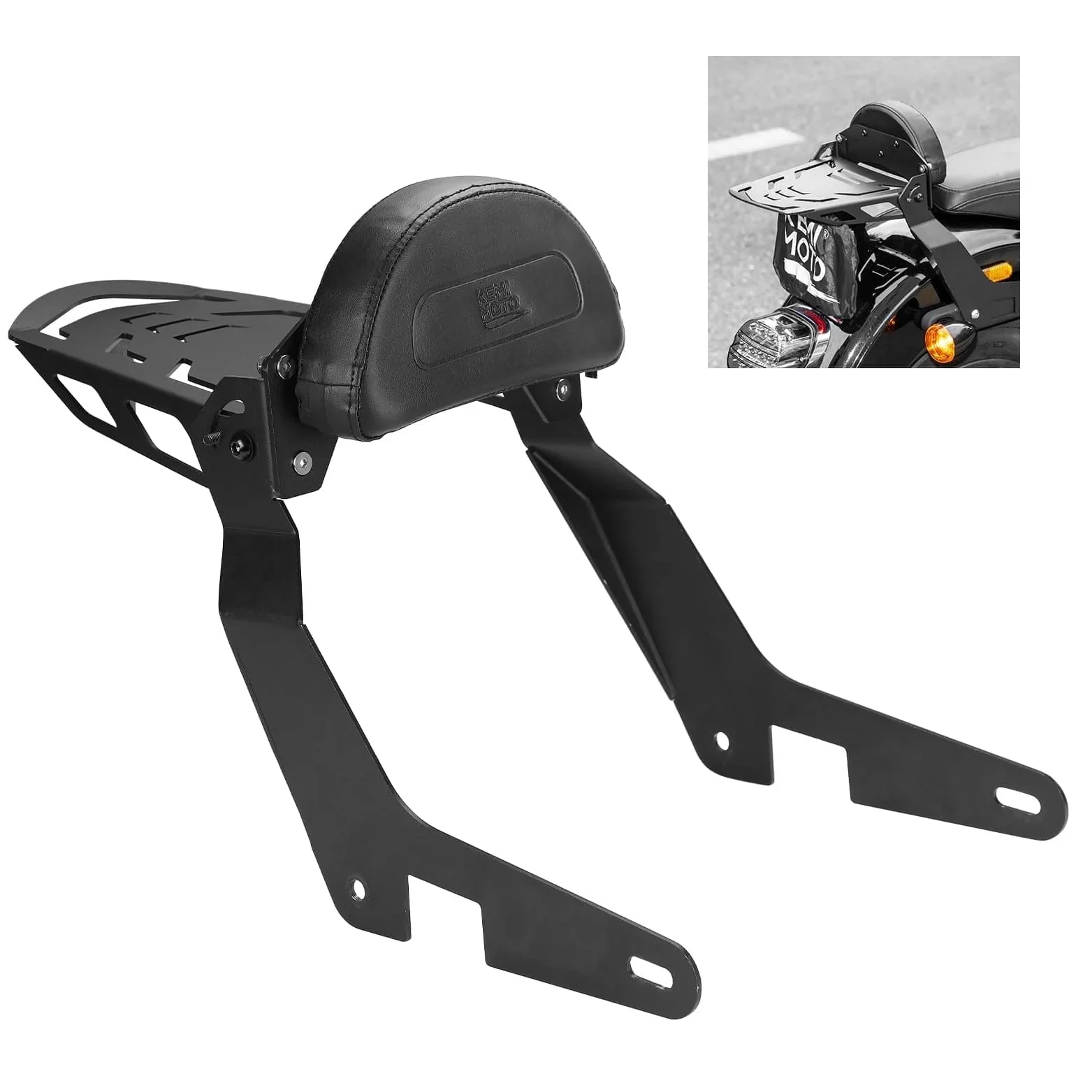 Passenger Backrest Sissy Bar With Luggage Rack And Docking Hardware Kits