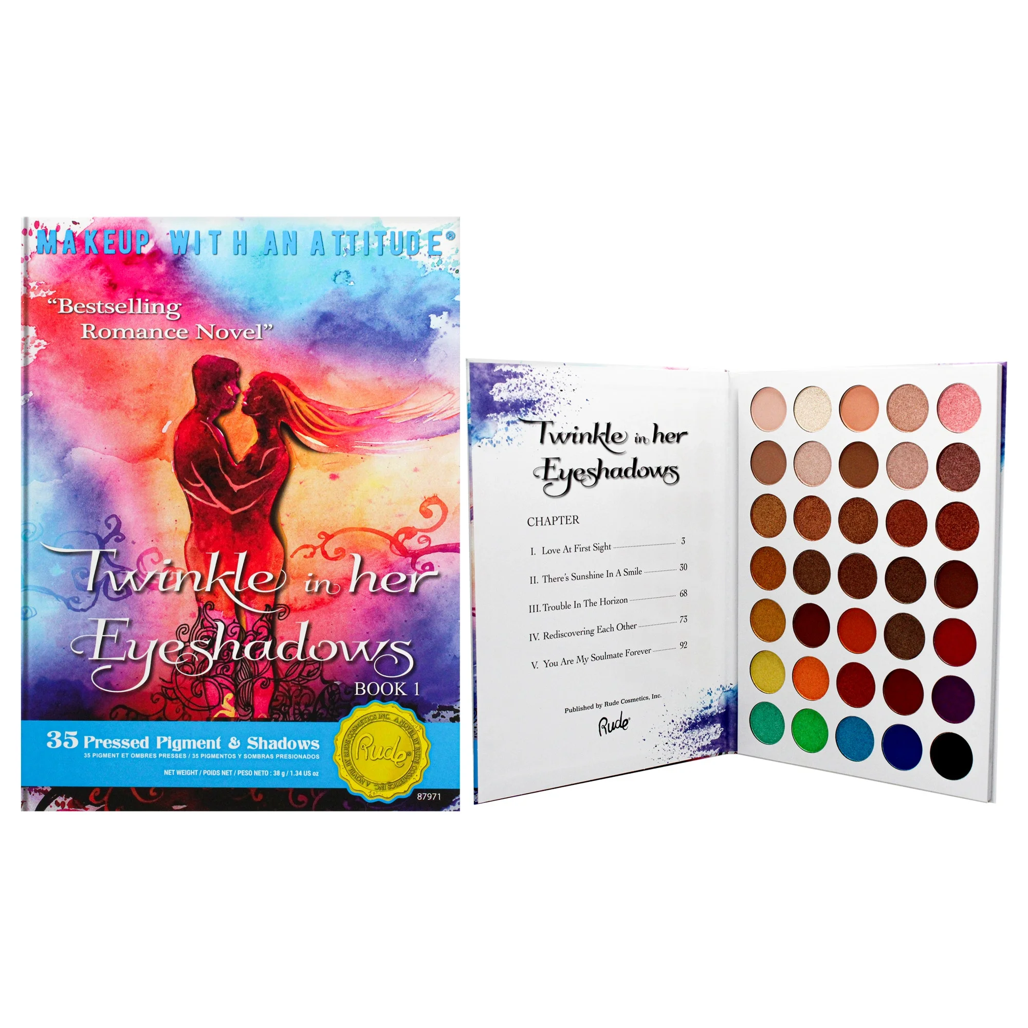 Twinkle In Her 35 Eyeshadows Palette - Book 1 By Rude Cosmetics For Women - 1.34 Oz Eye Shadow