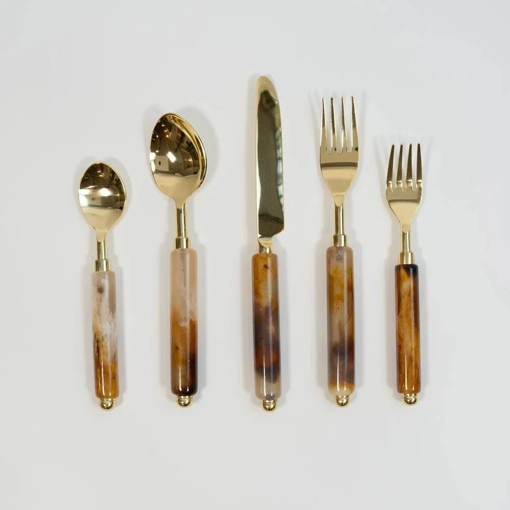 Coffee Resin 5-piece Flatware Place Setting