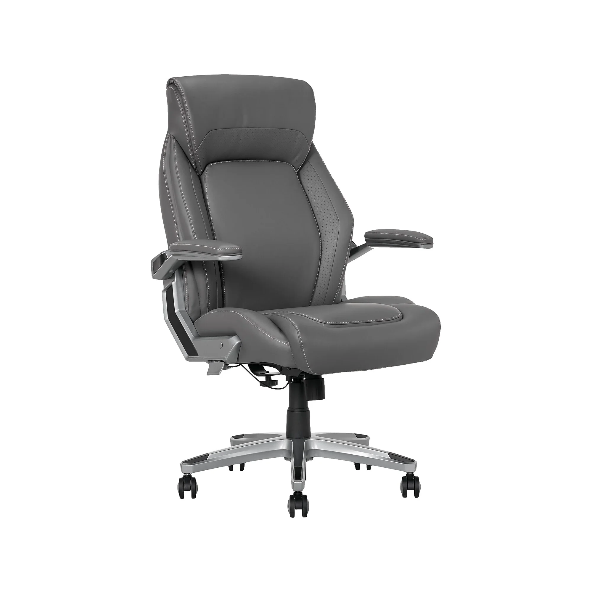 La-z-boy Meyer Ergonomic Bonded Leather Swivel Executive Chair, Gray
