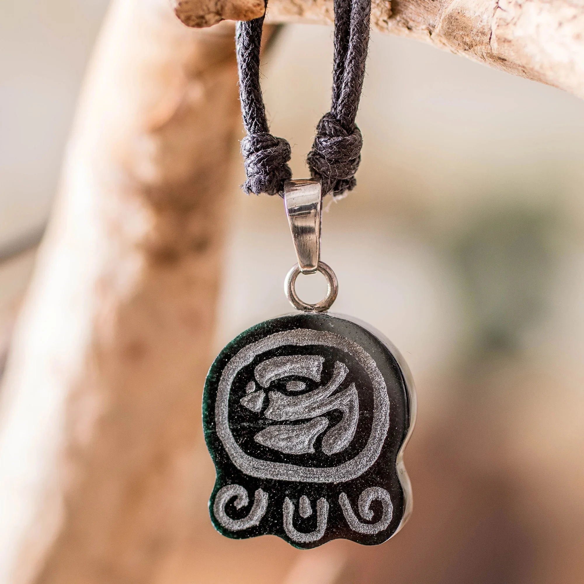 Jade Necklace With Mayan Transcendence Nahual Pendant - Mayan Transcendence