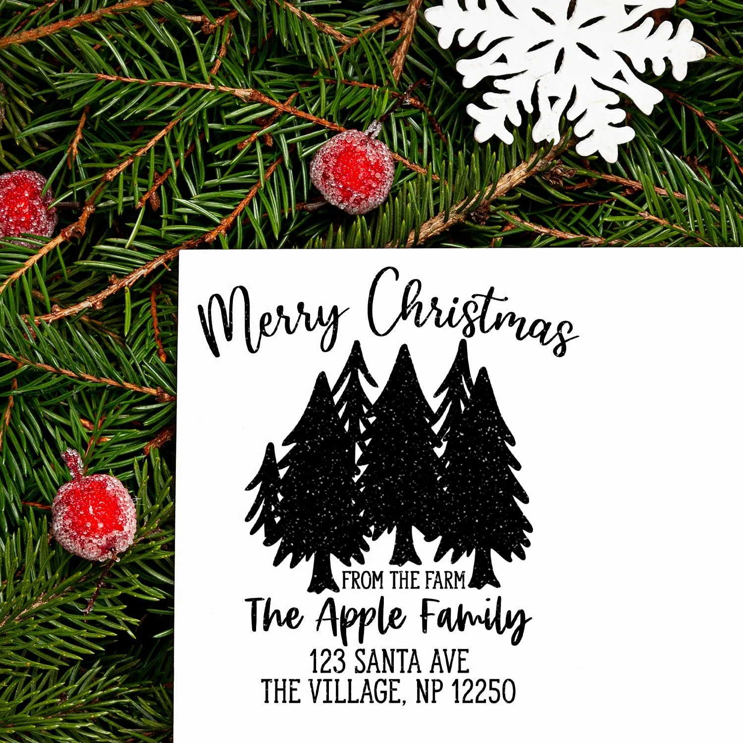 Merry Christmas From The Farm Address Stamp - Self-inking/small/green