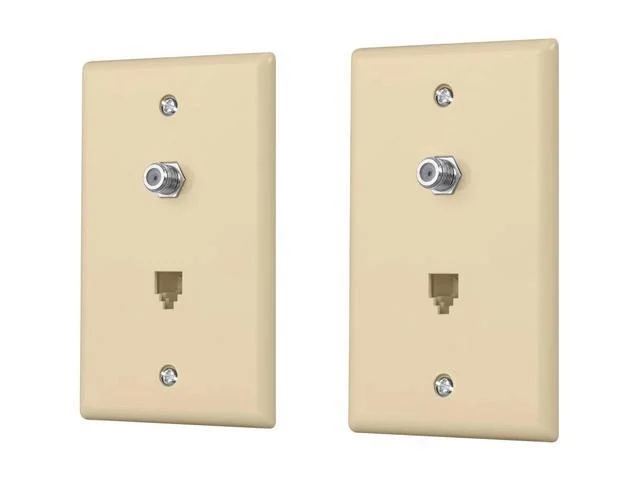 Monoprice Combo Phone/video Jack Plate, Ivory, 2-pack