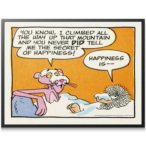 Pink Panther - Secret To Happiness - 18 X 12/black Framed Canvas
