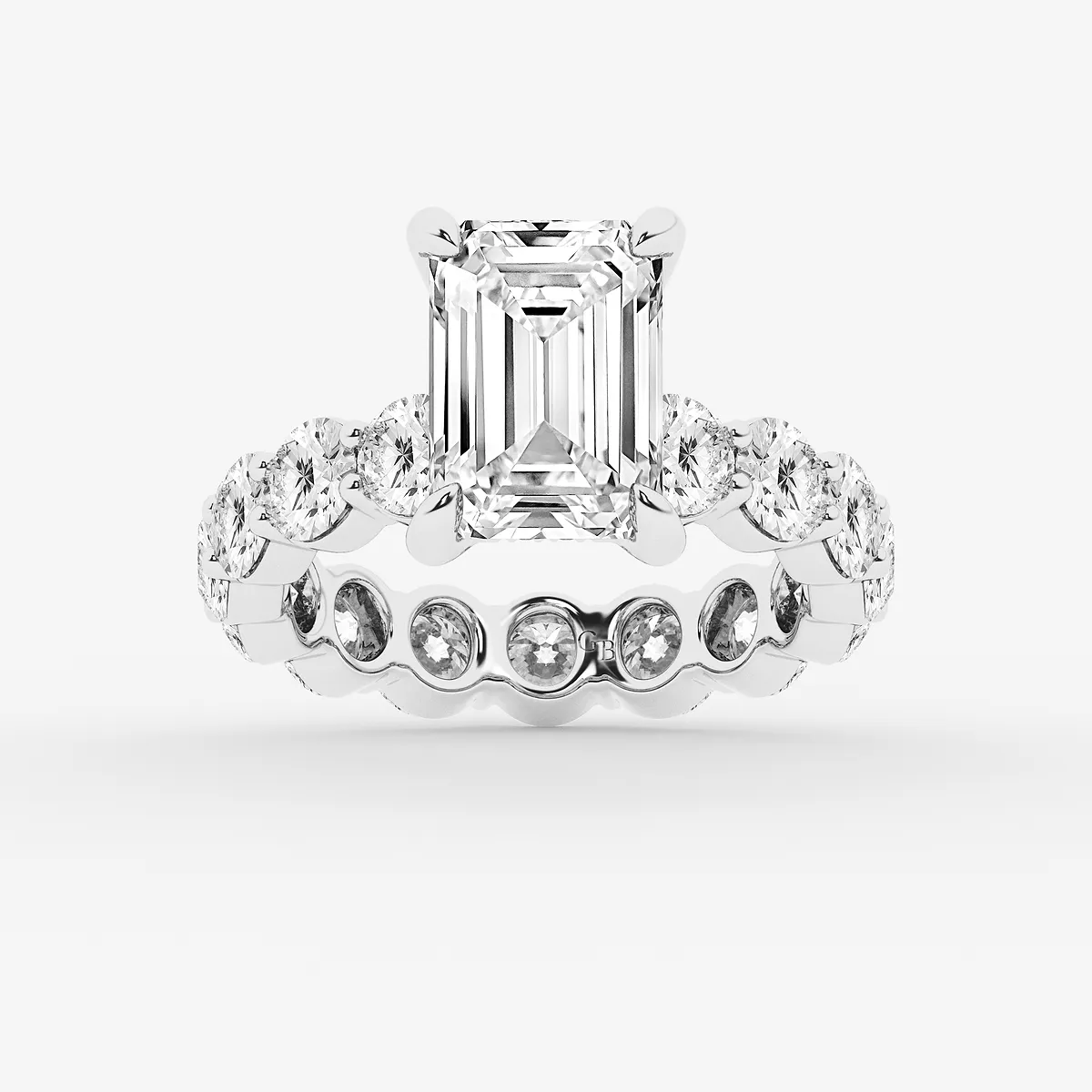 7 7/8 Ctw Emerald Lab Grown Diamond Hidden Halo Eternity Engagement Ring 14k White Gold, E, Vs1